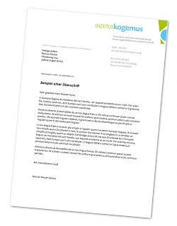 Briefpapier  Institut Kogemus - Copyright welt-gestalten.de