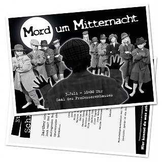 Flyer Theaterstück "Mord um Mitternacht" - Copyright welt-gestalten.de