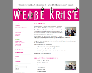 Screenshot Homepage Theaterstück "Weiße Krise"