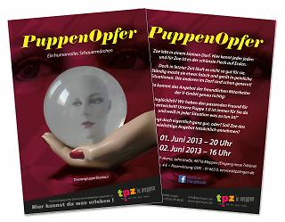 Flyer Theaterstück „Puppenopfer“ - Copyright welt-gestalten.de